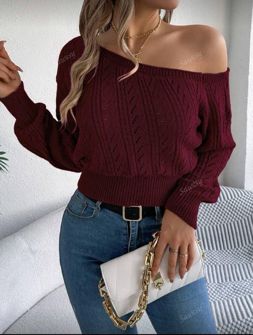 Burgundy Asymmetrical Knitted, Fall/Winter