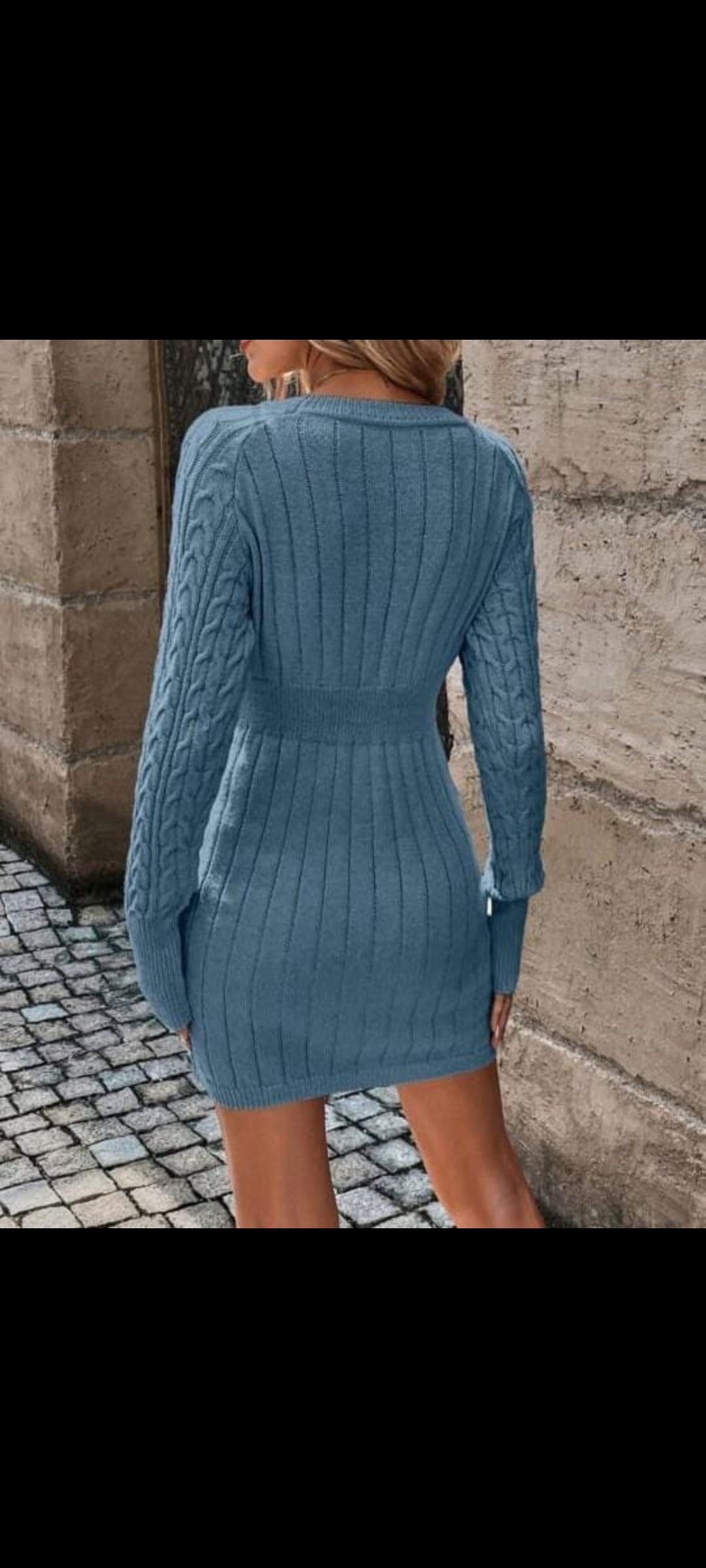 Knit Dress, Dusty Blue, Fall/Winter
