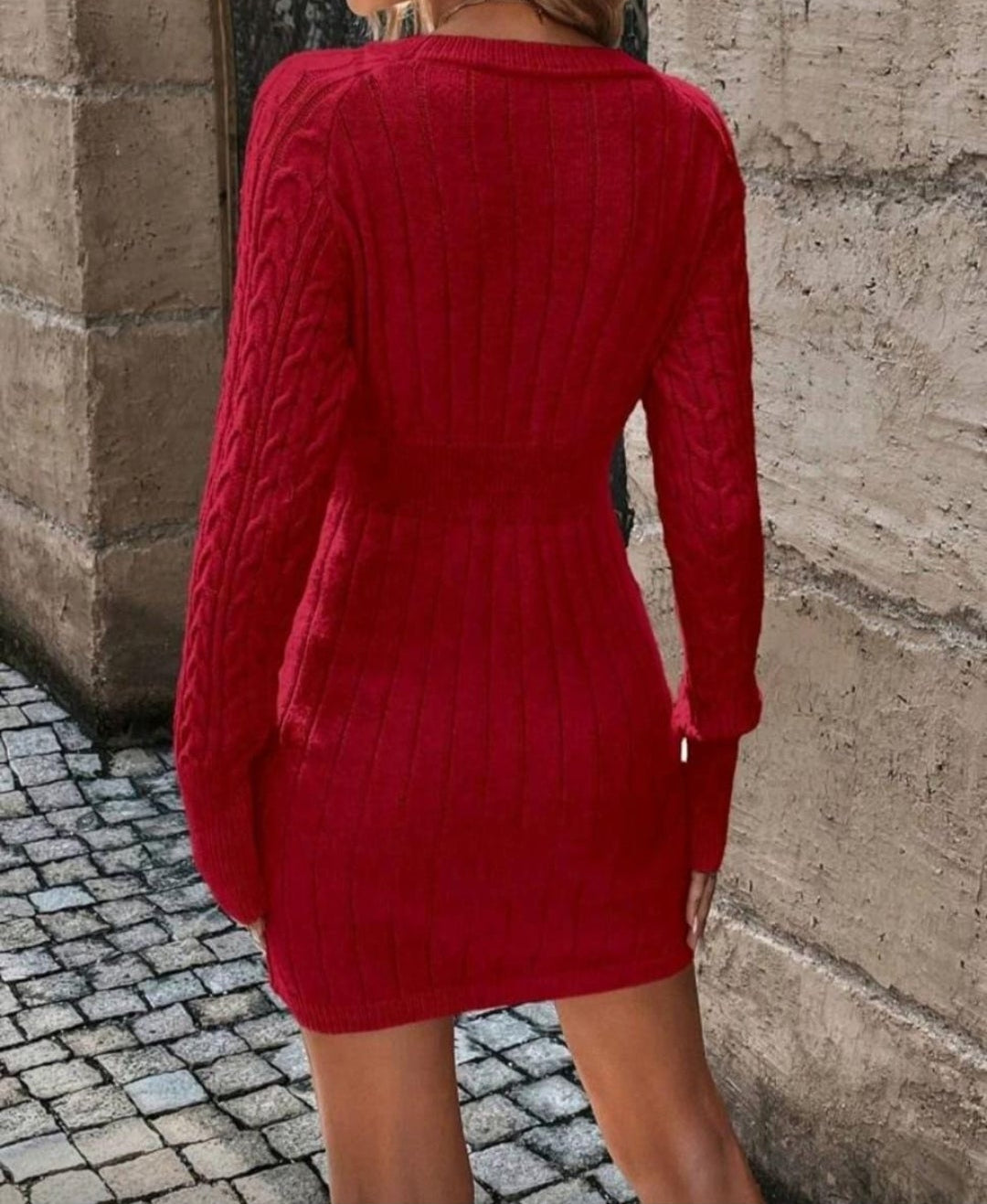 Knit Dress, Red, Fall Winter