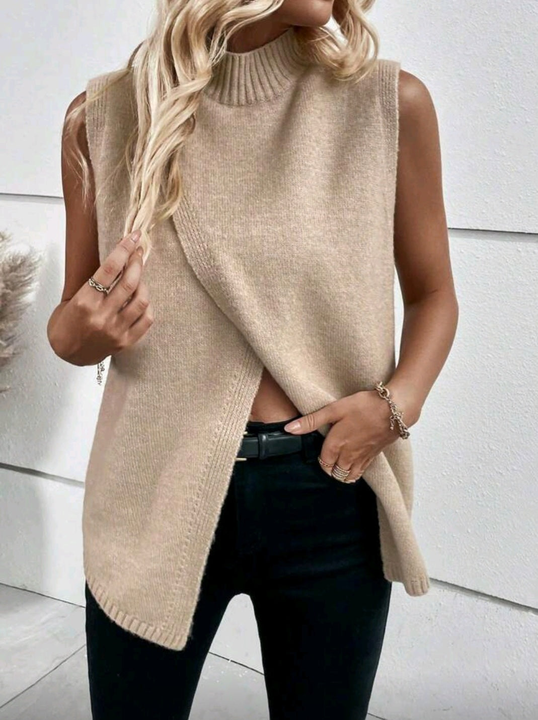 Sweater Vest, Khaki, Fall/Winter